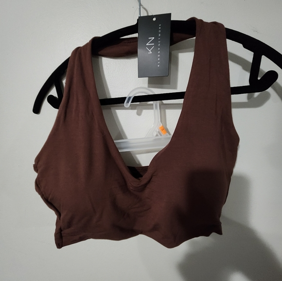 Halter Brami Ultra Crop Top XL BROWN - Picture 4 of 6